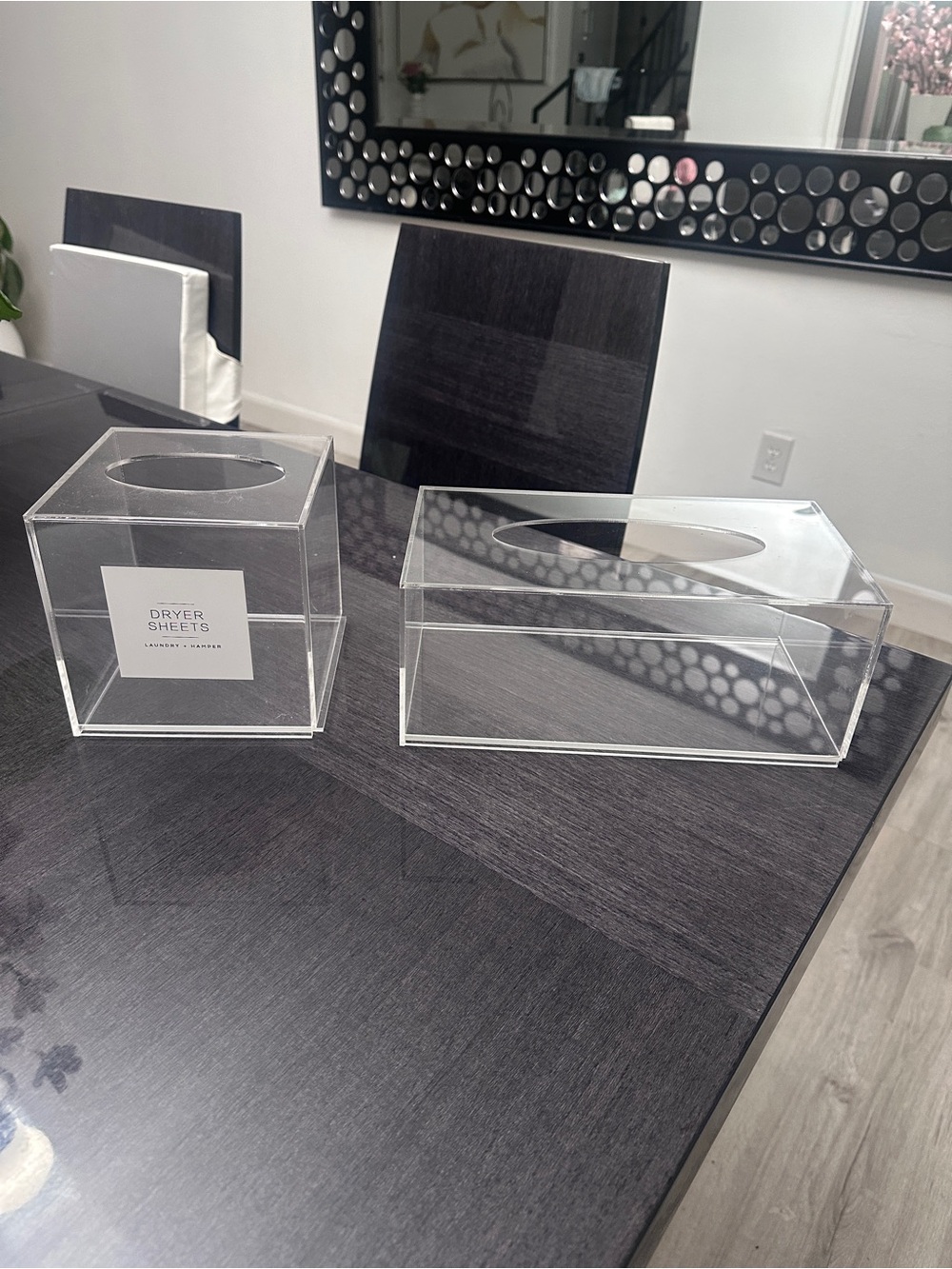 Clear Acrylic Tissue Box & Dryer Sheet Holder Set
